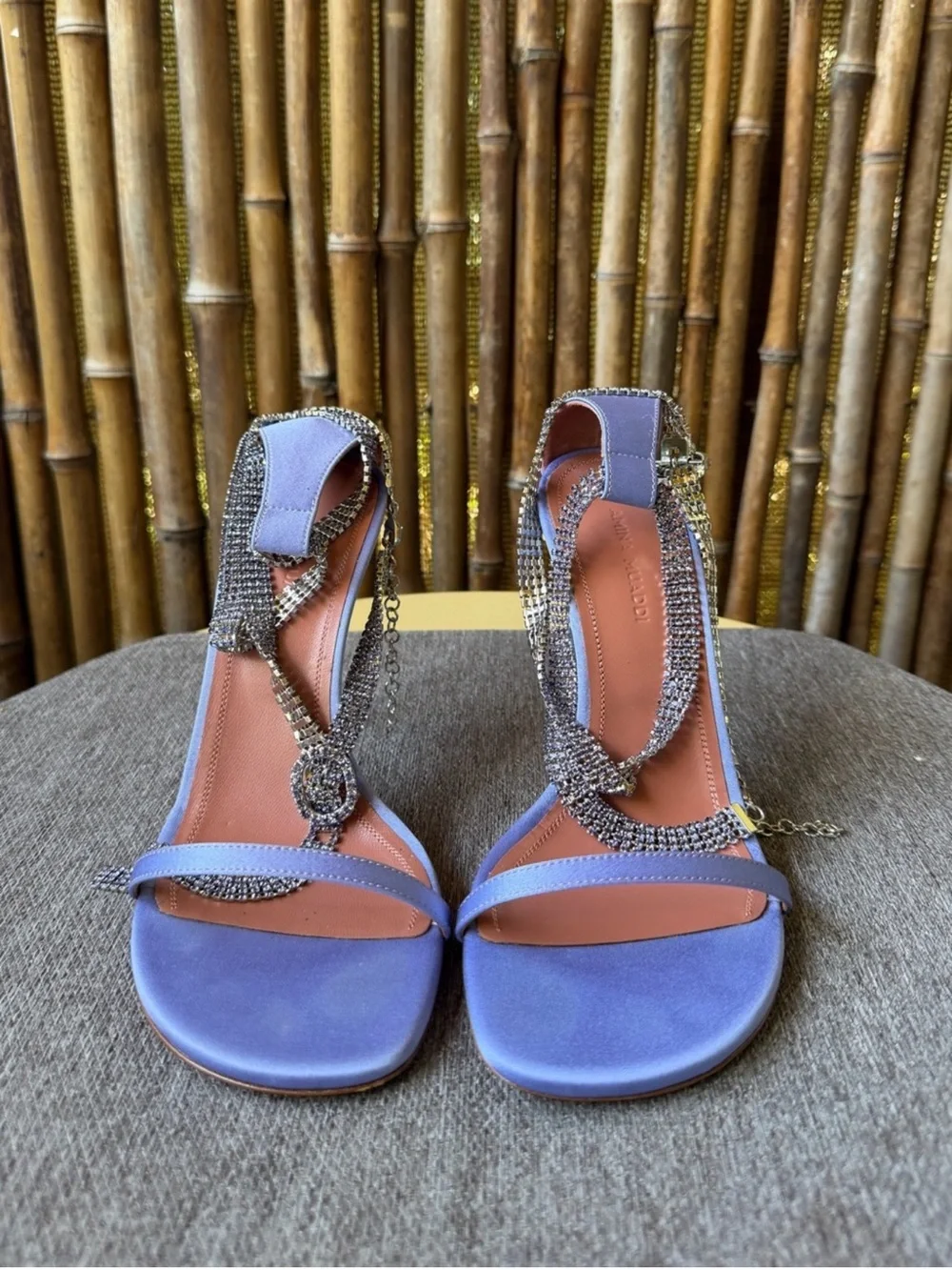 AMINA MUADDI Giorgia Crystal-Embellished Satin Sandals